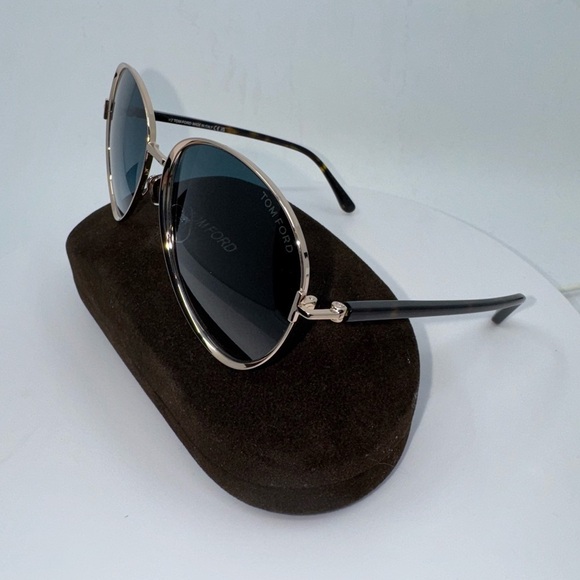 New! Tom Ford Women\'s Rose Gold/Blue Gradient Oversized Aviator Sunglasses main image 9